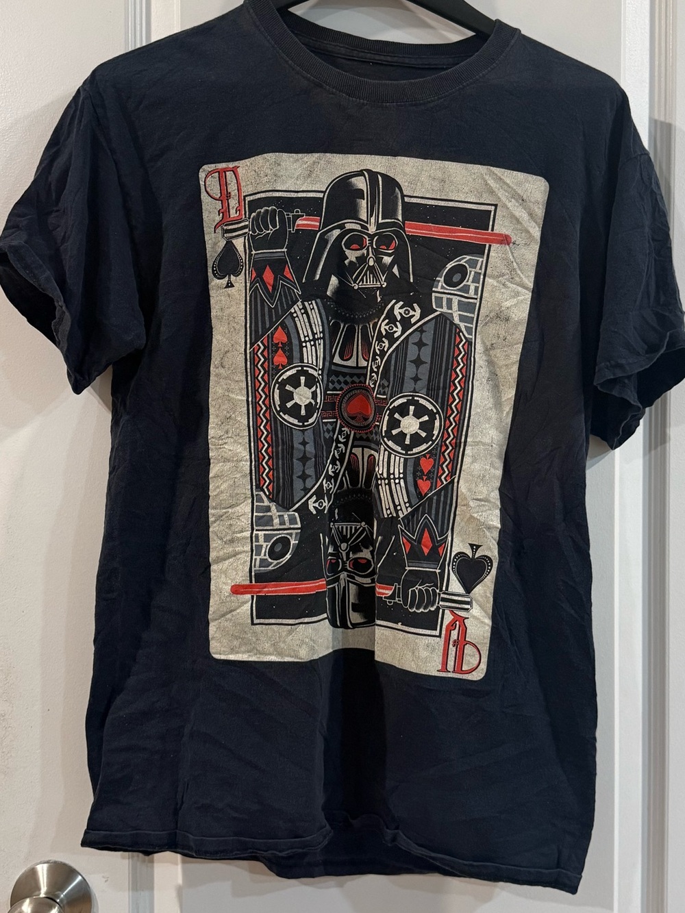 Black Graphic Star Wars Darth Vader "D" Playing Card T-Shirt